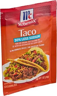 McCormick 30% Less Sodium Taco Seasoning Mix, 1 oz (Pack of 12)