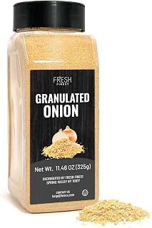 Fresh Finest Granulated Onion 11.46oz - Premium Onion Powder - All-Natural, Non-GMO, Gluten-Free, Kosher - Perfect for Cooking, Seasoning, and Enhancing Flavors