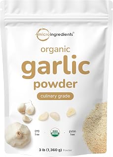 Organic Garlic Powder, 3 lb | Premium Raw Allium Sativum Bulb | Pungent & Savory Flavor | Great for Meats, Vegetables & Spice Mixes | Additive Free, Non-GMO, Bulk Supply