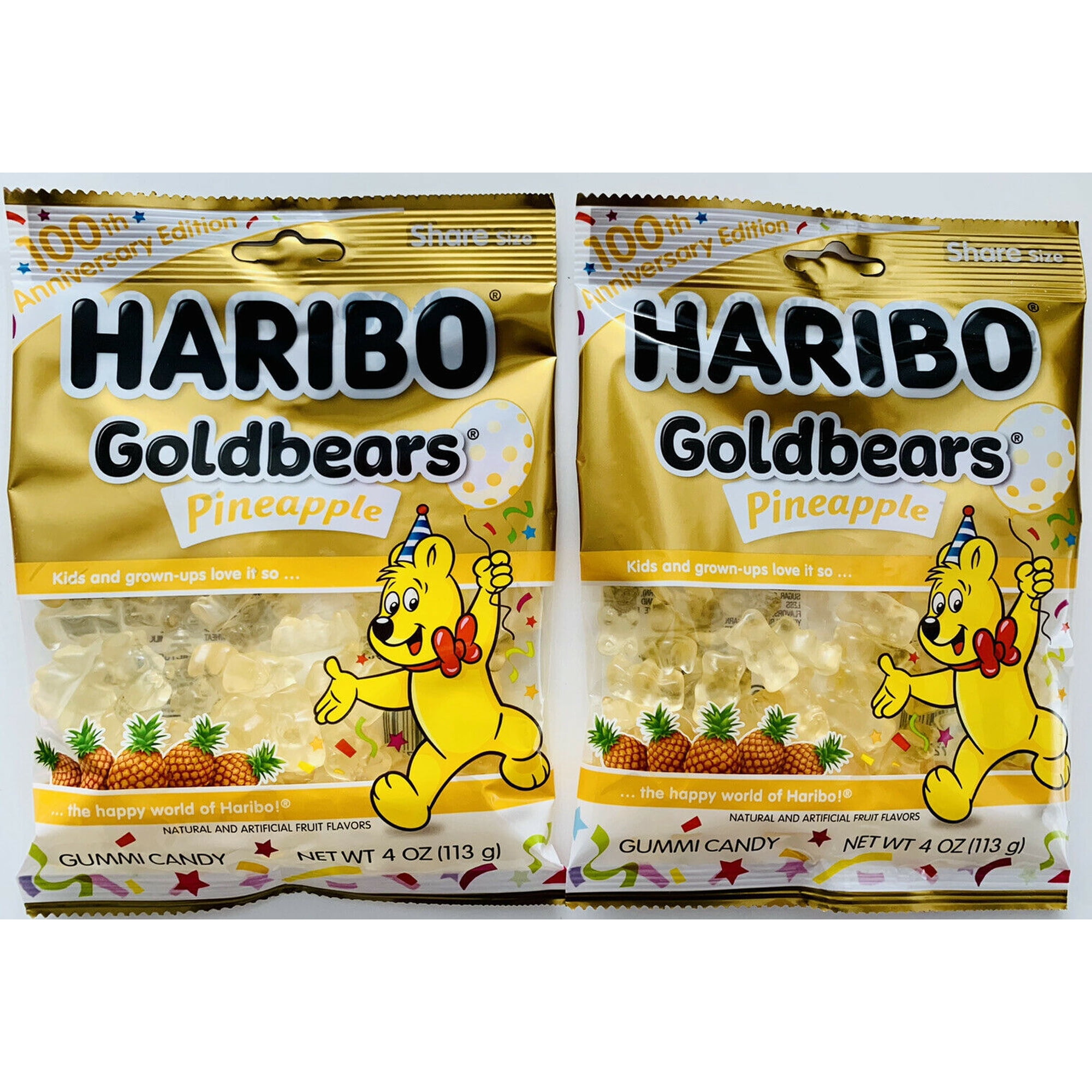 Haribo Goldbears, PineApple 100th Anniversary Edition, 4 oz. Bag, (Pack of 2)