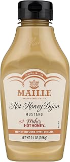 Maille x Mike's Hot Honey Dijon Mustard 9.4 oz, Squeeze, Spicy Honey 1PK | For sandwiches, marinades, vinaigrettes and recipes; gluten-free; Hot Honey Dijon; 9.4oz.