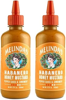 Melinda's Habanero Honey Mustard - Sweet & Spicy Honey Mustard, 12oz 2pk | Hot Honey Mustard Made With Fresh Peppers, Real Mustard, Perfect for Drizzling, Marinating or Dipping
