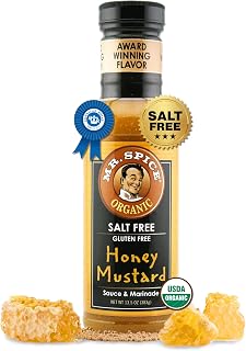 Mr. Spice Honey Mustard Sauce, Organic Salt Free, 13.5 oz | dipping sauce, dressing & marinade, no salt added, low sodium, gluten free, 13.5 oz