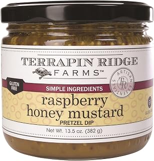 Terrapin Ridge Farms Raspberry Honey Mustard Pretzel Dip, 14 oz | Raspberry Honey Mustard Dip, Sweet & Tangy Flavor, Coarse Mustard, Tart Raspberry, 14 Ounce Jar