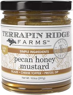 Terrapin Ridge Farms Pecan Honey Mustard, 10.5 oz | Pecan Honey Mustard, Sweet & Tangy Flavor, Honey & Pecan, Cheese & Meats, 10.5 Ounce Jar