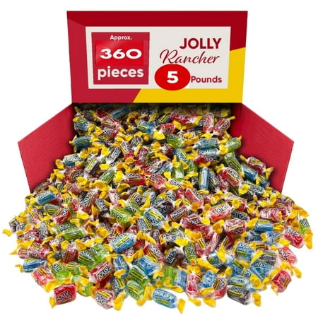 Jolly Ranchers Hard Candy Assortment - All 5 Original Flavors Cherry, Blue Raspberry, Green Apple, Watermelon and Grape Individually Wrapped Delicious Fresh Candy, 5- LBS