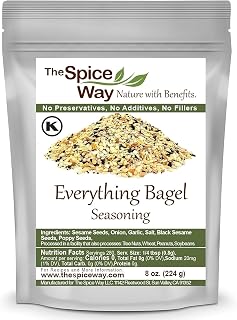 The Spice Way Everything Bagel Seasoning 8 oz Sesame Garlic and Onion Mix | Savory all-purpose seasoning blend with sesame seed, garlic and onion; Kosher Certified; Resealable Bag