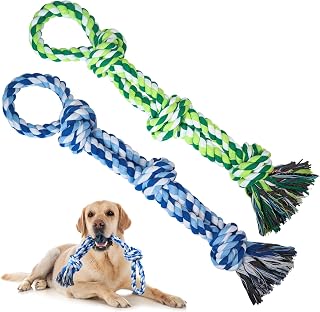 TLAZZ 2 Pack Chew Toys, for Aggressive Chewers | Dog Rope Toys, for Medium Large Breed, Teeth Cleaning Chew Toys Tug Toy, for Dog Boredom