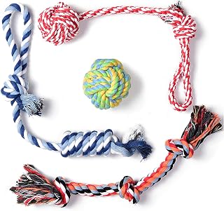 Fida Dog Rope Toys, 4 Pack Cotton Puppy Teething and Chew Toys | Durable Rope Toys for Tug of War and Interactive Play, Indoor/Outdoor, Helps Relieve Boredom for Small Medium Dogs