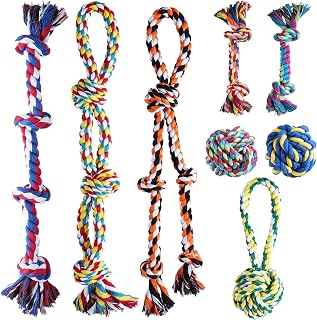 Aitmexcn Large Dog Toys for Aggressive Chewers, 8 Pack Dog Rope Toys | Indestructible Chew Toys, Natural Cotton, Tug of War Dog Toys for Boredom Relief, Teeth Cleaning, Medium to Large Dogs