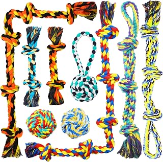 Speedy Panther 9 Pack Large Dog Rope Toys for Aggressive Chewers, 5 Knots Indestructible Chew Toy Kit for Medium Large Dogs, Puppy Teething Tug Toy, Colourful Cotton Dog Rope Toys