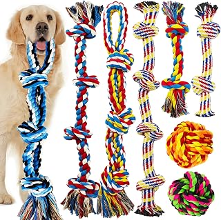 Large Dog Chew Toys for Aggressive Chewers, Indestructible Dog Rope Toys | For Large Breeds, Heavy Duty 100% Cotton Dental Teeth Cleaning Tug of War Toy