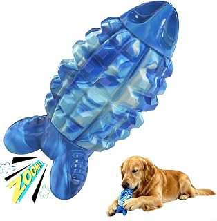 YINEYA Dog Toys for Aggressive Chewers, Tough Dog Chew Toys, Blue | Durable Squeaker Rocket Indestructible Dog Toys, Medium Large Breeds, Teeth Cleaning, Long Lasting Fun, Keep Them Busy