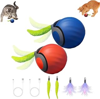 2 Packs Interactive Cat Toys for Indoor Cats, 4 Tails | Safe and Environmentally Friendly Material, Two Speed Modes, USB Charging, Cat Toys for Bored Indoor Adult Cats