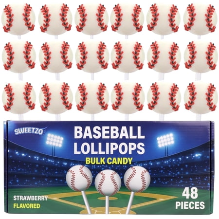 Baseball Lollipops, Bulk Sports Candy Pops, Team Party Favors, 48 Count, 20.32 Ounce Box