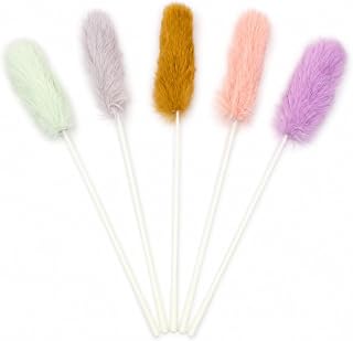 Rabbit Fur Cat Toys &ndash; 5PCS Interactive Cat Wand Toys for Indoor Cats, Soft Teaser Sticks for Play & Exercise, Natural Fur Cat's Teaser Set, 15" Long