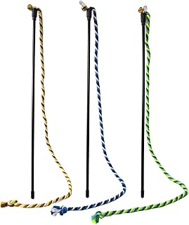 Cat Wand Toys 3 PCS String Kitten Toys Hemp Rope Kitten Stick Teaser Wand | Interactive Cat Toys for Indoor Playing