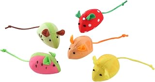 Catnip Cat Mice Toys Interactive Mouse Cat Toy for Indoor Adult Cats Kitten Kitty Baby Cat Chew Exercise Toy Fruit-Shaped Mice Cat Toy Set - 5PCS