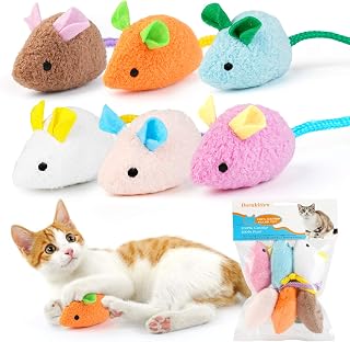 6 Pcs Catnip Cat Toy Plush Mouse Chew Toy with Catnip Filler for Cats | Mouse shape and multiple colors attract cats, while the bite-resistant plush toy helps relieve daily fatigue