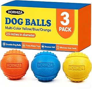3 Pack Dog Balls, Size Medium for Dogs 20-60 lbs | Bite Resistant Elastic Balls for Dogs, Durable Rubber, Floating Dog Balls, 2.5-inch Diameter
