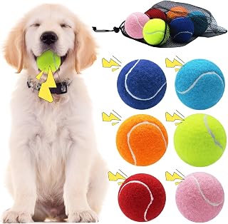 Swingers Squeaky Tennis Balls for Dog, 2.5 Inch Training Tennis Balls | Exercise Ball for Pet Dog with Mesh Carry Bag, Easy to Transport, For Interactive Play, Anxiety Relief