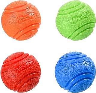 Dog Toy Balls, 4 PCS Rubber Ball Set, Chew Resistant, High Bounce, Textured Design for Teeth Cleaning, Dog Training, Small Breeds, 2in/5cm Diameter