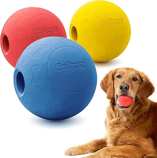 GoSports Pets Solid Rubber Dog Balls - Heavy Duty for Aggressive Chewers - 3 Pack, 2.5 Inch