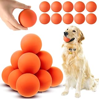 Hiboom 15 Pack Natural Rubber Dog Tennis Balls for Fetch, Orange | Dogs Catching Pet Dog Balls for Fetch Training, 2.4 Inch Interactive High Bounce and Floatable Pet Toy for Park Beach Gift