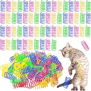 Yunsailing 300 Pcs Cat Spring Toy Cat Spiral Toys Interactive for Indoor Colorful Plastic Springs Coil for Kitten Hunting Swatting Biting