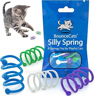 4 Pack Cat Spring Toys for Indoor Cats and Kittens, Made in USA | Cats can't resist the erratic bounce! Lightweight spiral coils for kittens and indoor cats, fun for solo or interactive play