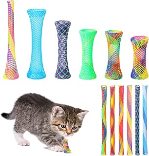 Leitee 60 Pcs Cat Spring Toys Kitten Tubes,Random Colors | Chinese Finger Trap Cat Toy For Indoor Cats, Mesh Tubes Plastic Coil For Pet Hunt Scratch