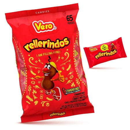 Vero Rellerindos - Tamarind Flavor HYZ01 Hard Candy (65 Units) - Authentic Mexican Candy, Individually Wrapped Hard Candy Pack Perfect for Parties, Pinatas, and Snacks