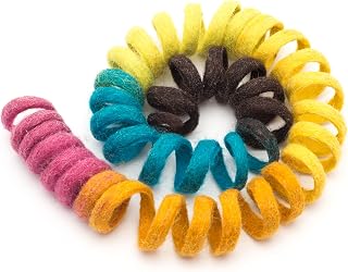 Glaciart One XL Felt Spring Cat Toy &ndash; Soft Fuzzy Enrichment 100% Natural Wool - Interactive Stretchable Play Cat Toy Set - Safe for Pets, Non-AZO Colored Dyes - 40&rdquo; Long