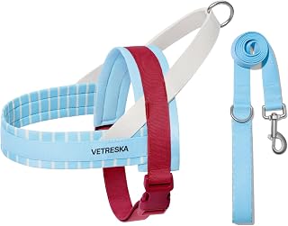 VETRESKA Dog Harness Medium Sized Dog No Pull, Adjustable No Choke, M | Easy Control, Walk Harness for Large Size Dogs, Pet Vest Harness with Heavy Duty Anti-Tangle Dog Leash (Misty Melo)