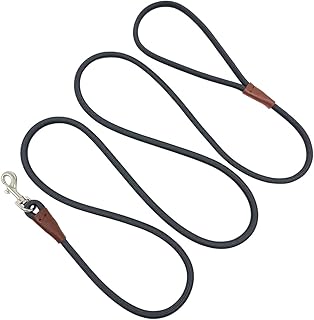 MayPaw Small Rope Dog Leash 6FT 8FT 10FT, 1/4-in Lightweight Pet Leash for Small Dogs/Puppy/Cats, Classic Colors Round Dog Lead (6ft*1/4",Black)