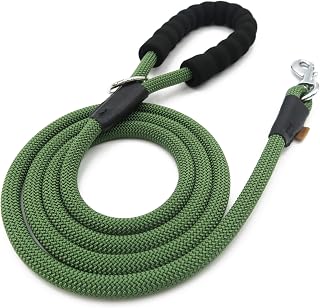 Dog Leash, Braided Rope Traction &ndash; Walking Training Lead for Medium/Large Dogs ((1/2") x 6FT, Dark Green)