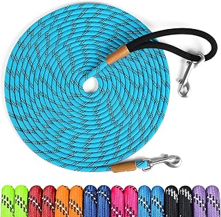 Long Dog Leash Reflective Rope Training Lead 15ft 30ft 50ft Check Cord | Lynxking Training Lead long line Padded Handle Heavy Duty Safety Rope Cord for Puppy Small Medium Large Dogs