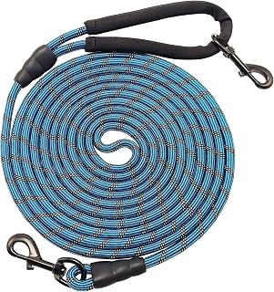 BTINESFUL Long Dog Leash, 10/15/20/30/50FT Dog Training Leash with Soft Handle, Reflective Heavy Duty Rope Dog Lead for Medium Large Dogs Outside Play, Camping (3/8" x 10ft, Blue)