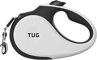 TUG Original Retractable Dog Leash, 16 ft (Medium, White) | 360&deg; Tangle-Free Retraction, 16 ft Tape, Quick Thumb Lock, Anti-Slip Handle, For Dogs Under 55 lbs