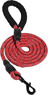 Amazon Basics Round Dog Leash, Heavy Duty, Durable Rope for Small, Medium, and Large Dogs, Lightweight Design for Walking, Training, and Outdoor Activities, Red, 6 Ft