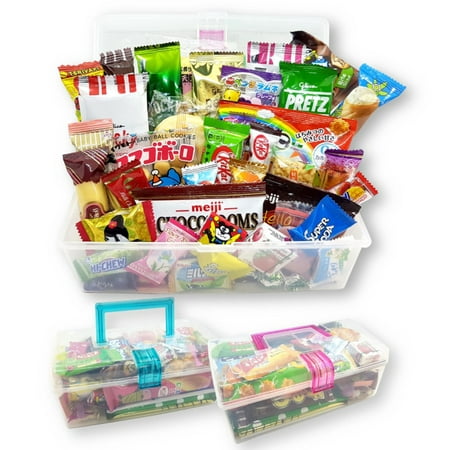 Japanese Snacks Dagashi Assorted Gift Box in Reusable Tote Box 40 Pieces