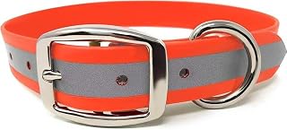 Regal Dog Products Reflective Dog Collar, Durable Metal, Large Orange | Waterproof Biothane, Reflective Safety Strip, Durable Metal Buckle & D-Ring, Chew Proof, Adjustable Fit
