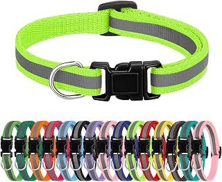 16 Pack Puppy Collars for Litter, Reflective Puppy Collars Adjustable Puppy ID Collars Soft Nylon Whelping Collars for Newborn Litter Puppy Pets-Reflective