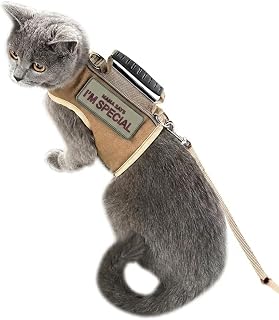 Cat Harness and Leash Set for Walking Escape Proof, Khaki, Large | No Over-the-head, Easy On or OFF, for Average to Large Cat Walks, Vest Style, Heavy Duty, No Choke