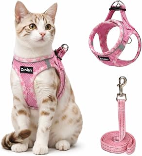 Escape Proof Cat Harness and Leash, Adjustable Vest, Pink, XXS | Soft Reflective Mesh with Dual D-Rings, Step-In Fit, Quick Buckle and 5 ft Leash for Outdoor Walks, Training and Vet Visits