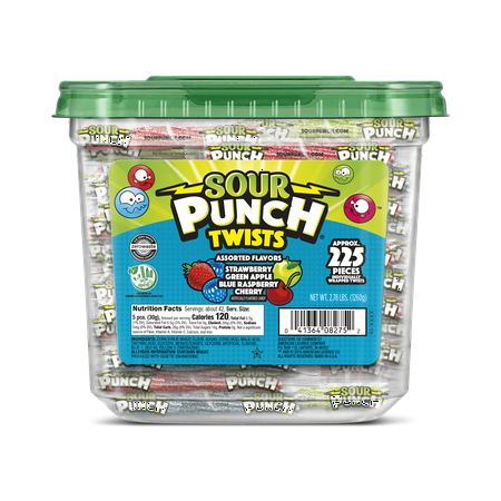 Sour Punch Twists, Assorted Flavors, 2.78lb Jar