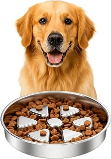 Kactoily 304 Stainless Steel Slow Feeder Dog Bowls, 2.5 Cups Capacity | Non-Slip Metal Dog Slow Feeder Bowl, Raised Design for Slow Eating & Digestive Health - Perfect for Medium Large Dogs