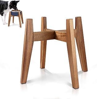 RAINBLELAND Raised Wooden Dog Bowl Stand for Large Dogs, Fits 9 Inch Bowls | Solid Acacia Hardwood with a premium furniture-quality design that complements modern home d&eacute;cor.