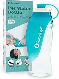 LumoLeaf Dog Water Bottle for Walking, Portable Pet Water Dispenser with Foldable Leaf Bowl &ndash; Lightweight Travel Bottle for Small & Medium Dogs, 20 fl oz