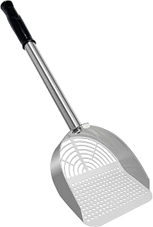 Cat Litter Scoop Deep Shovel,Detachable Long Handle Litter Scooper,Round | Metal Cat Litter Scoop, Stainless Steel Cat Litter Scoop, Kitten Pooper Lifter, Kitty Metal Scooper with Holder